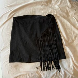 Black fringe party skirt